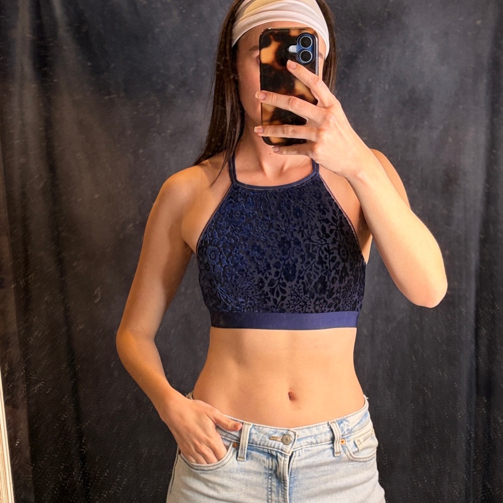Aerie Midnight Blue Lace Halter Bralette